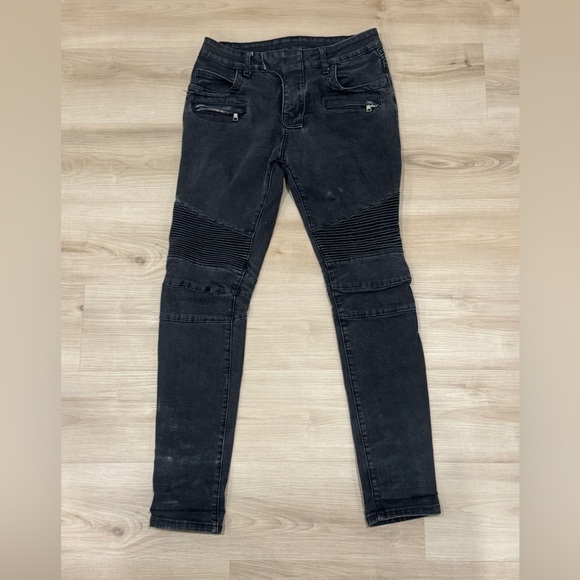 Balmain Paris Size 30 Men’s black 4 pocket biker style jeans - Picture 1 of 9